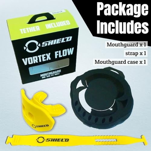O Shield Core Football Mouth Guard, Detachable Strap | Football Mouth Guard with Detachable Strap — No-Boil Ready Fit, BPA-Free, Brace-Friendly, Includes Carrying Case - color: Yellow / Gold