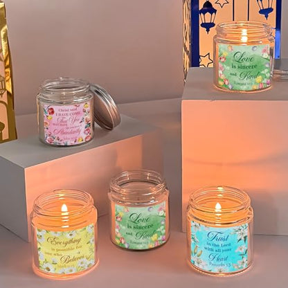 Cinrobiye 12Pcs Christian Scented Candle Set for Women – Lavender Prayer Candles with Gift Boxes for Easter, Baptism, First Communion, Confirmation, Wedding, Church Table Centerpieces - style: Floral