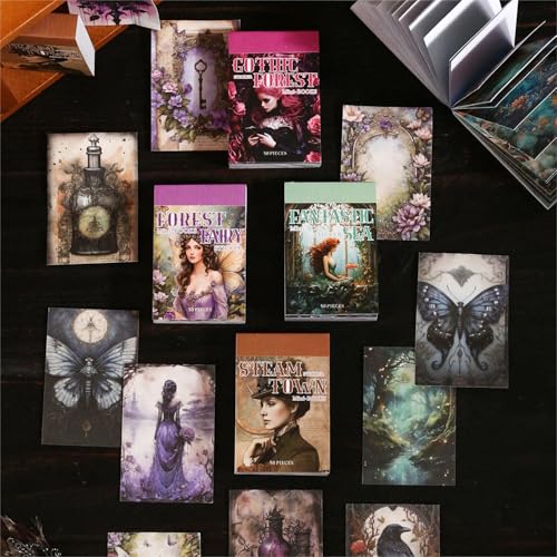 4Pcs Washi Sticker Books, Fantasy Stickers for Scrapbooking, DIY Crafts, Mini Journaling Supplies & Junk Journal Ephemera - color: Fantasy Mini
