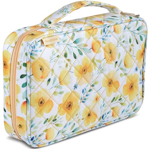 Quilted Bible Case for 6.5 X 9.5 inch Books, Bible Carrying Case for Women, Yellow Bible Cover - color: Yellow