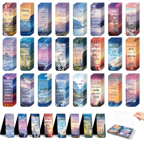 48 Piece Bible Verse Magnetic Bookmarks - Christian Scripture Inspirational Book Marks with Boxes - Religious Motivational Book Marker Prayer Page Clips for Women & Men Reading Gifts(Landscape Style) - style: Landscape Style