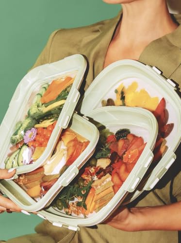 Crudités | Portable Snack Tray | Rectangle 2-Pack | Sage Green | Reversible Stretch Lid Food Containers | BPA-Free, Freezer & Dishwasher Safe | Meal-Prep, Charcuterie, Salads, Picnic, Travel - size: Rectangular, 2 Pack, Sage Green