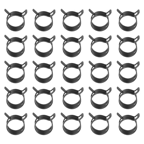 PATIKIL Spring Band Hose Pipe Clamps for 18-20mm OD Hose, 25 Pack Silicone Vacuum Constant Tension Band Clips for Fuel Line Silicone Air Hose Tube Water Pipe, Black - color: Black, size: 18-20mm