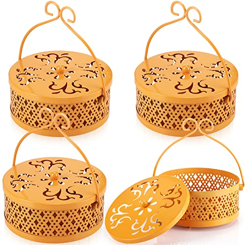 Lallisa 4 Pcs Incense Coil Holder Set, Metal Incense Burner, Yellow - color: Yellow
