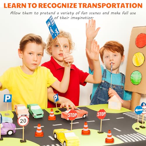 STOBOK 14Pcs Mini Traffic Cones Small Cones Tiny Simulation Road Parking Signs Plastic Traffic Roadblock Toy Educational Construction Party Favors for Kids
