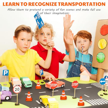 STOBOK 14Pcs Mini Traffic Cones Small Cones Tiny Simulation Road Parking Signs Plastic Traffic Roadblock Toy Educational Construction Party Favors for Kids