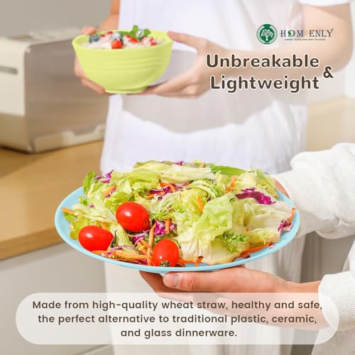 Homienly 40-Piece Kichen Dinnerware Set, Wheat Straw Dinnerware Set, Plates, Bowls, Drinking Cups, Service for 8, Dishwasher & Microwave Safe Dish Set, Unbreakable Plates and Bowls Set - Memphis - color: Memphis Series, size: 40 PCS