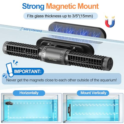 hygger Aquarium Crossflow Wave Maker, Adjustable Direction & Flow Gyre Wavemaker 5 Wave Modes & Tidal Mode Magnetic Powerhead Circulation Pump with Controller For Saltwater Coral Reef Tank 4750GPH - size: 4750 GPH