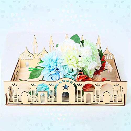 Ramadan Tray, Ramadan Wood Tray Moon Star Eid Mubarak Dessert Tray Ramadan Decorations, DIY Serving Tableware for Breakfast Dinner Dessert Pastry Display Holder Eid Decoration Ornament