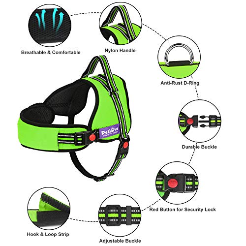 PetLove Dog Harness, Adjustable Soft Leash Padded No Pull Dog Harness for Small Medium Large Dogs, Green - color: Green, size: XXS