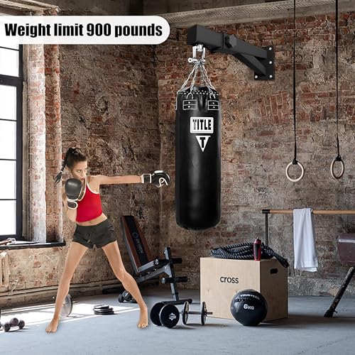 VivaZen Adjustable Heavy Duty Bag Hanger,Wall Mount Punching Bag Hanger,Thickened Steel Plate and Stainless Steel kit for Home Gym Indoor Outdoor (Supports up to 900Ib) - style: Heavy bag hanger with long chain