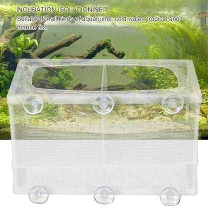 Aquarium Breeder Box with Suction Cups Partition Design Detachable Isolation Hatchery for Fish Fry Tank Breeding(L with Partition) - size: L (with Partition)