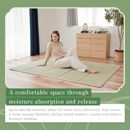 Tatami Mat – Foldable Japanese Tatami Mat Igusa Mattress, Rush Grass Floor Sleeping Futon, Meditation Yoga Zen Tatami, Queen XL by BJDesign - size: Queen XL