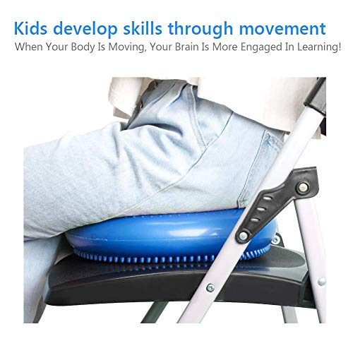 WIWAPLE Wiggle Seat, Inflatable Stability Balance Disc Wobble Cushion, Balance Disc Wiggle Seat, Flexible Seating Classroom with Free Air Pump Sensory Kids (Office & Home & School) - color: Blue