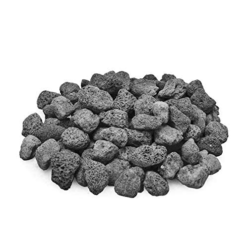Skyflame 10LB Natural Lava Rocks for Fire Pit, Fire Table, Fireplace | 1"-2" Natural Sizes, Black, Indoor and Outdoor Use, Garden Landscaping Decoration, Cultivation of Potted Plants - color: Black, size: 1" - 2"
