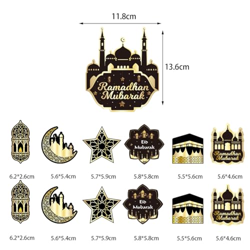 31pcs Eid Mubarak Decorations Set - Black and Gold Ramadan Party Supplies including Banner, Hanging Swirls for Muslim Islamic Eid Al-Fitr Home Wall Décor