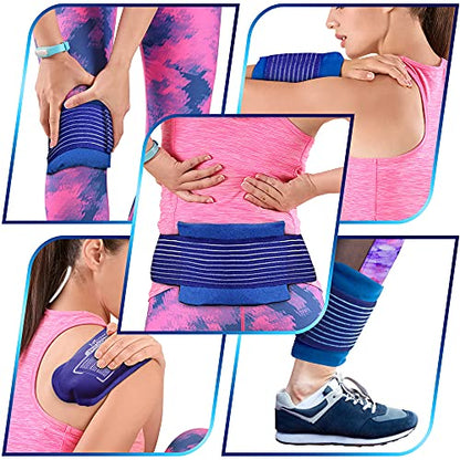 Reusable Hot and Cold Ice Packs for Injuries (3-Piece Set), Joint Pain | Gel Ice Packs - Muscle Soreness and Body Inflammation Support - Adjustable & Flexible for Knees, Back, Shoulders, Arms & Legs