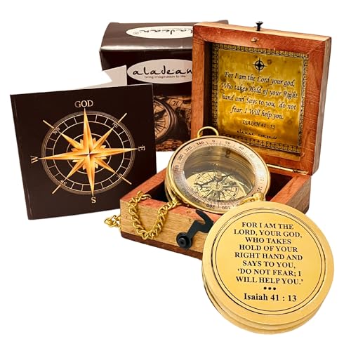 Divine Path Finder Compass - Isaiah 41:13 Quote Engraved Inspirational Gift of Heavenly Guidance Uplifting Appreciation Gifts
