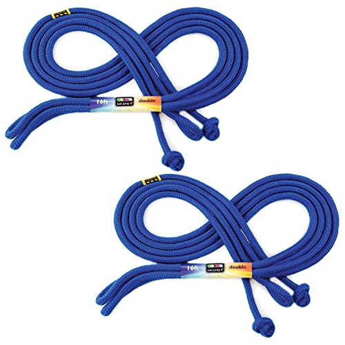Just Jump It 16' Foot Jump Rope 2 Pack - Long Jump Ropes for Double Dutch - Outdoor Jump Ropes for Kids and Adults to Play Family Games & Exercise - color: Blue