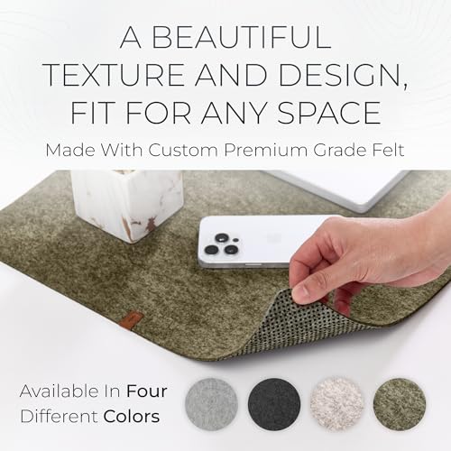 Nordik Felt Desk Mat - Large Felt Desk Pad - Timber Moss Green (35 x 17 in) | Premium Desk Matt for Desktop, Full Desk Keyboard Mouse Pad, High Quality Felt and Non-Slip Rubber Liner for Home and Office - color: Timber Moss