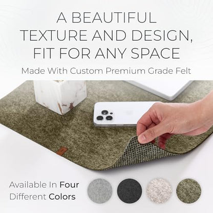 Nordik Felt Desk Mat - Large Felt Desk Pad - Timber Moss Green (35 x 17 in) | Premium Desk Matt for Desktop, Full Desk Keyboard Mouse Pad, High Quality Felt and Non-Slip Rubber Liner for Home and Office - color: Timber Moss