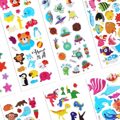 20 Sheets Puffy 3D Stickers for Kids & Toddlers, Variety Adhesive Sticker | Includes Animals Numbers Letters Fruits for Scrapbooking Journal Water Bottle DIY Craft (Boy Style) - style: Boy Style