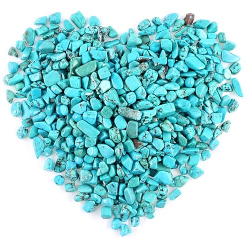 WAYBER Natural Crushed Turquoise Gemstone, Decorative Pebbles, 2 Pounds | Toxin-Free, Fade-Resistant, Ideal for Reiki Healing, DIY Crafts, Vase Filler, Aquarium & Bonsai Decoration - color: Turquoise, size: 2 Pounds