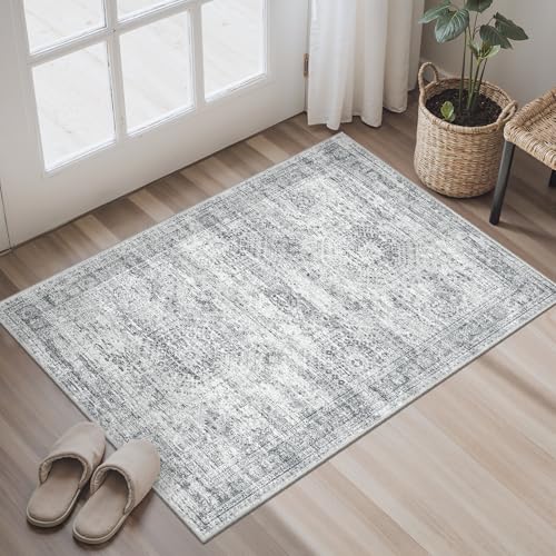 Soalmost 2x3 Washable Rugs for Kitchen, Entryway, Small Area Rug Grey - color: Grey, size: 2' x 3' (Rectangular)