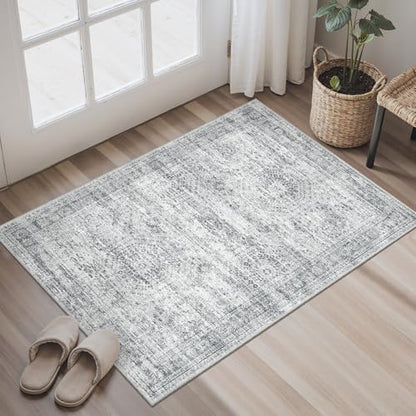 Soalmost 2x3 Washable Rugs for Kitchen, Entryway, Small Area Rug Grey - color: Grey, size: 2' x 3' (Rectangular)