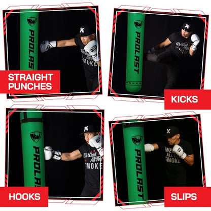 Heavy Punching Kicking Bag for Adults, Boxing, MMA, Martial Arts, Muay Thai, Strength Training Equipment, Filled/Unfilled, 6ft, 150 lbs, Special Edition Logo - color: Green / Black, size: Filled