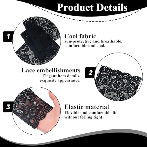4 Pairs Lace Arm Sleeves Fingerless Lace Sleeves Floral Hollow Arms Cover Elbow Length Arm Sleeve for Women