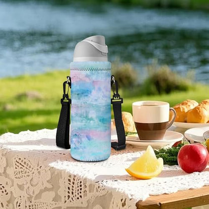 Neoprene Water Bottle Carrier Bag with Adjustable Shoulder Strap,Insulated Water Bottle Cover for Stainless Steel/Glass/Plastic Bottles - color: BC-58, size: 500ml