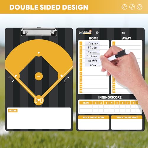 AOLEBA Baseball Lineup Board for Dugout,Dry Erase Magnetic Metal Baseball Clipboard for Coaches - style: Vertical - Black