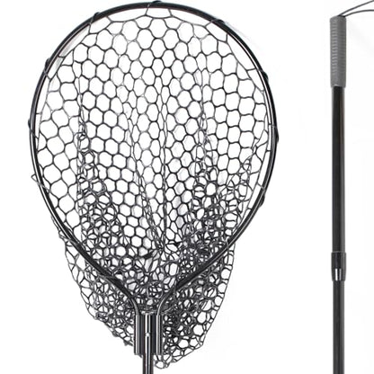 High Strength Large Landing Net - Rubber Fishing Net with Long Telescoping Handle & Soft Rubber Netting, Landing Nets for Fishing, Ideal for Boat, Pier, River Angling - style: L - Full Rubber Netting