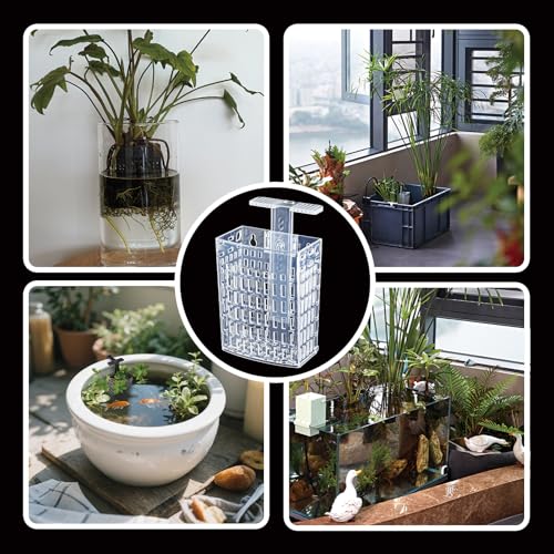 6pcs Upgraded Adjustable Aquarium Plant Holder，Fish Tank Plants Holder,Fish Tank Aquaponics Plant Cultivation and Aquarium Landscape Decoration with Hooks and Suction Cup（Transparent）