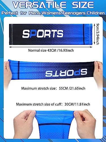 Tisancy 10 Pairs Sun Protection UV Arm Sleeves Cooling Anti Slip Compression Sleeves Sports Polyester Cycling Covers - size: Large, style: Bright Style
