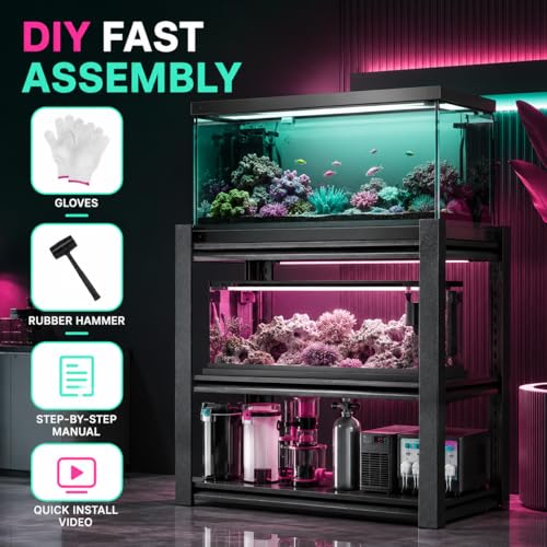 Fish Tank Stand for 20-40 Gallon Aquarium, Heavy Duty Metal Fish Stand with Adjustable Storage Shelf, 3 Tier Aquarium Stand Rack, 1800LBS Reptile Turtle Tank Stand, 3-Tier, 39.4"Wx 13.8"Dx 31.5"H - size: 3-Tier,39.4"Wx 13.8"Dx 31.5"H