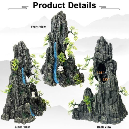 Extra Large N Tall Fish Tank Decoratons Aquarium Rock Cave Hideouts | Aquarium Rock Decor for Fish Tank,Aquarium Decorations Extra Large and Tall Decoration for Fish Tank - 13 Inches High