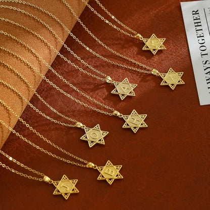 Gold Initial Necklaces for Women Dainty Pendant Letter Necklace 14K Gold Plated Jewish Star of David Religious Jewelry Personalized Gift Non Tarnish Waterproof 16.5-18.5 Inches - style: Initial N