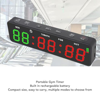 Socobeta Gym Timer Rechargeable Workout Interval Clock with Stopwatch for Home Garage Fitness and Boxing Training