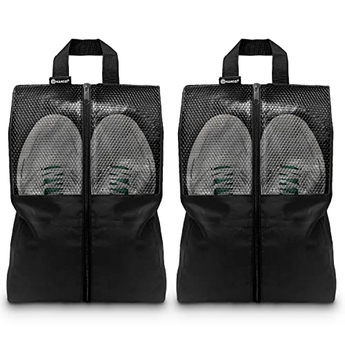 Shoe Bags For Travel, Used As For Storage or Shoe Travel Bag, Space Saving When Travelling With This Travel Shoe Bags For Packing, Featuring Waterproof Nylon Sneaker Bag. (Black, 2 Pack, Large) - color: Black, 2 Pack, size: Large