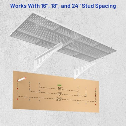 ZONEGRACE 4-Pack 1.5x4ft Garage Storage Wall Shelves, 1000 Lbs Heavy Duty Wall Mounted Shelves, Flat Rack Garage Floating Shelves With Complete Install Kit, White - color: White, size: 1.5x4ft-4pack