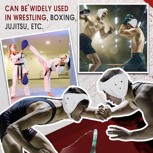 Tellegloww Wrestling Headgear for Kids Youth Soft Grappling Headgear Adjustable Wrestling Ear Guard for Adults - color: White, style: Classic Style