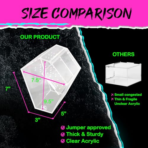 Coffin Shaped Jumping Spider Enclosure 9.5”x7.5”x5” Tarantula Enclosure Reptile Terrarium w/Sliding Magnetic Door. Great Reptile Tank Acrylic Aquarium Spider Box for Terrestrial or Arboreal Animal. - size: Coffin Jumping Spider Enclosure 9.5"x7.5"x5"