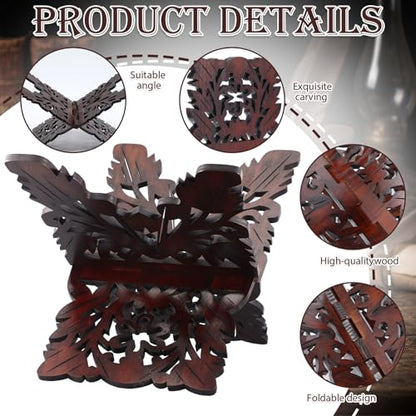 Bible Holder Stand 13.8 x 8.3 x 7.1 Inch Quran Stand Prayer Book Holder Wooden Ornate Carved Indian Books Holders Decorative Missal Stands for Ramadan Rihal Rehal Quran Bible Gita Display
