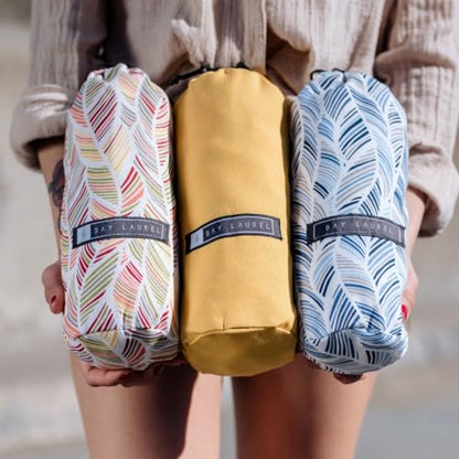 BAY LAUREL Turkish Beach Towel with Travel Bag 39 x 71 Quick Dry Sand Free Lightweight Large Oversized Towels Light - color: Pistachio Green With Floral Bag