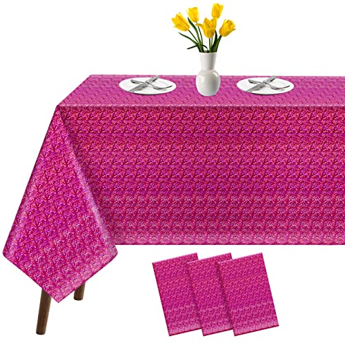 3 Pack Iridescent Tablecloth, 54" x 108" Birthday Party Table Cloths Iridescence Plastic Disposable Table Covers Iridescent Party Decorations, Birthday Decor Tablecloth for Buffet Table - color: Pink and Purple