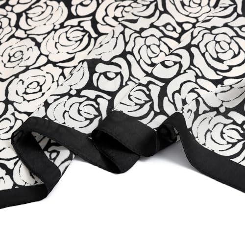 STARWHISPER 27" Square Head Scarf for Women Silk Feeling Satin Scarf Women Fashion Silk Scarf for Wrapping Hair - color: Rose World