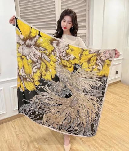 XL 43 Inch Extra Large Square Scarf Fashion Scarves Silk Feeling Hair Scarf Wrapping Scarfs Night Sleeping Headscarf - color: Ba1012