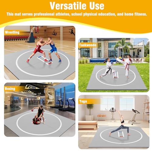 10'x10 Wrestling Mat for Home,1.2" Thick Foldable XPE Jiu Jitsu Floor Exercise Mat for Gymnastics, PE Training, BJJ, MMA, Martial Art, Grappling, Judo, Boxing, Yoga